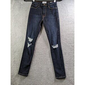 Frame Denim Jeans Womens 27 Ali High Rise Skinny Blue Destroyed Kingland Rip